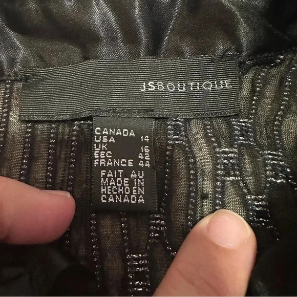 Y2K Black and silver striped sheer button up shirt size 14 - Picture 5 of 10